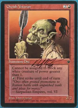 Orcish Veteran (C - Dan Frazier) Fallen Empires NM SIGNED CARD (434348) ABUGames - Image 1