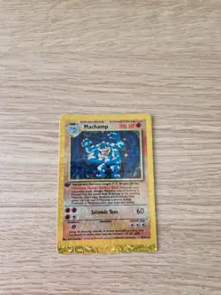 Machamp 8/102 1st Edition Holo Prism Golden Sticker Pokemon Card - Image 2