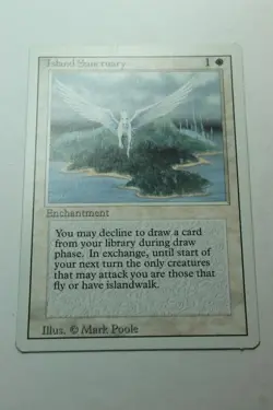 MTG Island Sanctuary x1- -Revised Edition-Mod/Hvy Play - Image 1