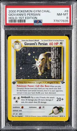2000 POKEMON GYM CHALLENGE HOLO-1ST ED #8 GIOVANNI'S PERSIAN PSA 8 - Image 1