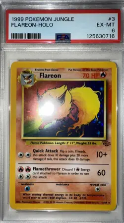 1999 POKEMON JUNGLE #19 FLAREON PSA EX-MT 6 - Image 1