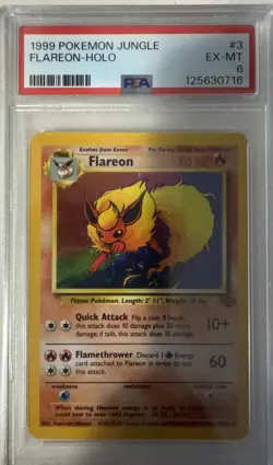 1999 POKEMON JUNGLE #19 FLAREON PSA EX-MT 6 - Image 3