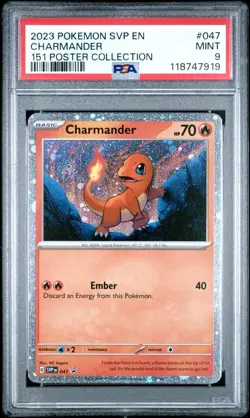2023 POKEMON BLACK STAR PROMO 047 CHARMANDER 151 POSTER COLLECTION PSA 9 MINT - Image 1