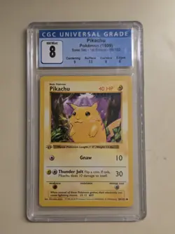1999 Pokemon Game 1st Edition Base Set Pikachu 58/102 Shadowless CGC 8 Subgrades - Image 1