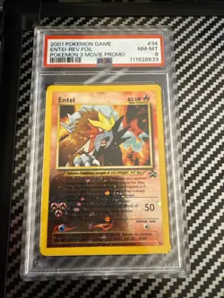 Entei #34 2001 Pokemon 3 Movie Black Star Reverse Holo PSA 8 - Image 1