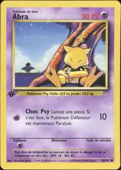 1999 Pokemon FRENCH 1st Edition Base Set Abra 43/102 NM - Image 1