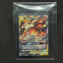 2019 Pokemon RESHIRAM & CHARIZARD GX SM201 Tag Team Sun & Moon Blk Star Promo NM - Image 1