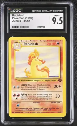 CGC 9.5 MINT+ Rapidash 1999 Jungle 44/64 Pokemon Card - Image 1