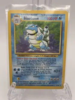Pokemon TCG Blastoise 002/102 Base Set Holo Heavily Played Card Refer To Photos - Image 1
