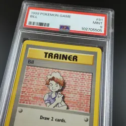 PSA 9 Bill 91/102 Pokemon Trainer Base Set Non Holo Graded Card - Image 2
