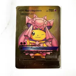 Pokemon Pikachu Mega Diance Gold Foil Holo Textured Fan Art Card Nintendo - Image 1