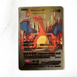 Pokemon Charizard V Gold Foil Holo Textured Fan Art Card Nintendo - Image 1