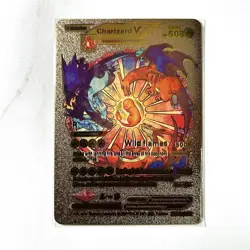 Pokemon Charizard V Gold Foil Holo Textured Fan Art Card Nintendo - Image 1