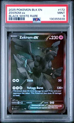 2025 POKEMON BLK EN-BLACK BOLT BLACK WHITE RARE #172 ZEKROM EX PSA 9 - Image 1