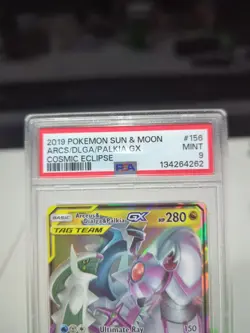 2019 Pokemon Sun & Moon #156 ARCEUS DIALGA PALKIA GX COSMIC ECLIPSE MINT PSA 9 - Image 2