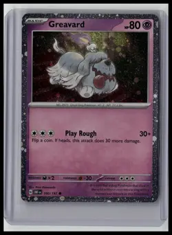 Greavard - Obsidian Flames 100/197 Common Cosmos Holo Pokemon TCG - Image 1