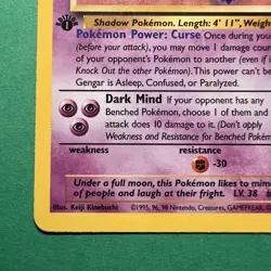 Pokemon TCG Gengar 20/62 Fossil 1999 1st Edition Non Holo Rare- NM - Image 4
