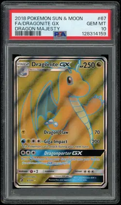 Pokemon TCG Dragonite GX Holo Ultra Rare Full Art Dragon Majesty 67/70 PSA 10 - Image 1