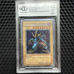 2002 Yugioh Unlimited Tri-Horned Dragon (LOB) BCCG 10 - Image 1