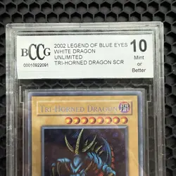 2002 Yugioh Unlimited Tri-Horned Dragon (LOB) BCCG 10 - Image 3