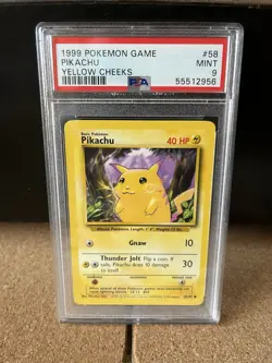 PSA 9 Base Set Unlimited Pikachu English 1999 Pokemon Card Yellow Cheeks - Image 1