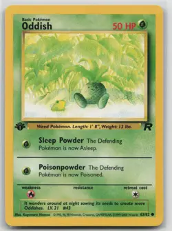 1st Edition Vintage Pokemon Card Oddish Common Team Rocket 63/82 VLP - Image 1