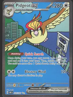 Pidgeot ex 225/197 Special Illustration Rare Pokemon TCG Obsidian Flames LP - Image 1