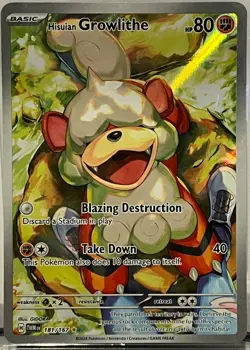 Pokemon TCG Twilight Masquerade Hisuian Growlithe 181/167 Illustration Rare Holo - Image 1