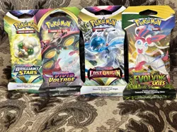 Pokemon TCG SWSH Sleeved Booster *Lot Of 4* Evolving Skies, Lost origin etc - Image 1