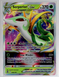 Serperior VSTAR 008/195 Ultra Rare Silver Tempest Pokemon TCG Near Mint - Image 1