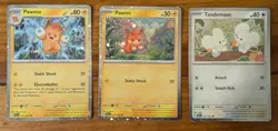 Pokemon Paldea Evolved Pawmo, Pawmi, & Tandemaus Cosmos Holo Promo Set - Image 1