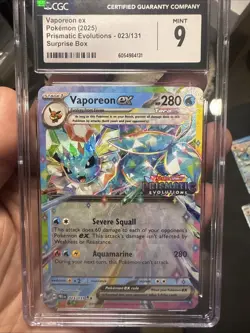 Pokemon Vaporeon Lot - 5 Cards (4 Raw And 1 CGC mint 9 Slab Stamped) - Image 2
