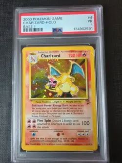 Pokemon TCG Charizard Holo Rare Card 4/130 Base Set 2 PSA 1 - Image 1