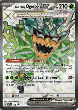 Teal Mask Ogerpon ex Ultra Rare SV: Scarlet & Violet Promo Cards 166 NM - Image 1