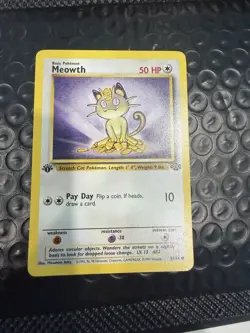 Meowth 56/64 Jungle 1st Edition Non-Holo Common Pokemon Card LP - Image 1