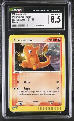 CGC 8.5 Charmander 2003 EX Dragon 98/97 Holo Pokemon Card - Image 1