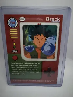 1999 Topps Pokemon TV Animation Edition Brock Trainer Card #TV4 NM Black Logo - Image 2
