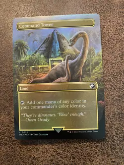 MTG Command Tower Foil Jurassic Park Land Commander REX#0026 NM Borderless - Image 2