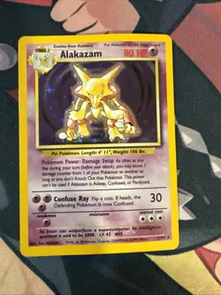 HP Alakazam Holo Rare Pokemon TCG Card 1/102 Base Set 1999 Unlimited - Image 1