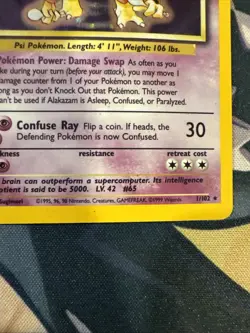HP Alakazam Holo Rare Pokemon TCG Card 1/102 Base Set 1999 Unlimited - Image 5