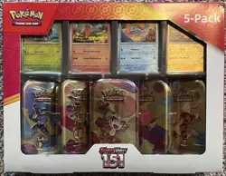 Pokemon Scarlet & Violet 151 Sealed 5-Pack Mini Tin Costco Bundle Set New QTY - Image 1