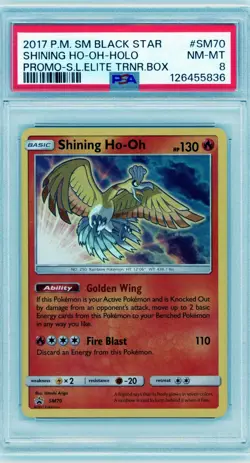 2017 POKEMON SM BLACK STAR PROMO #SM70 SHINING HO-OH-HOLO PSA 8 - Image 1