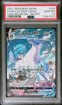 2021 Pokemon Ice Rider Calyrex VMAX #203 Chilling Reign PSA 10 GEM MINT ❄ - Image 1