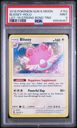 Blissey 2018 Pokemon Sun & Moon #153/214 Strong Bond Tins PSA 9 - Image 1