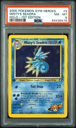 Pokemon PSA 8 NM-MT 1st Ed. Gym Heroes Holo Misty's Seadra 9/132 - Image 1