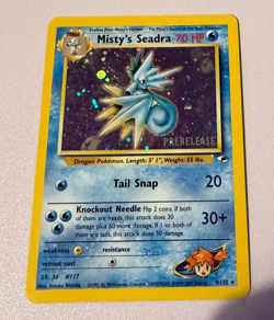 Misty's Seadra 9/132 Gym Heroes Stamped PreRelease Holo Pokemon Card - Image 1