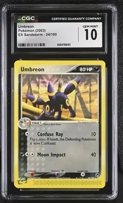 CGC 10 GEM MINT Umbreon 2003 EX Sandstorm 24/100 Pokemon Card - Image 1