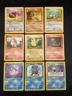 Vintage WOTC 1999 Pokemon Card Lot Base set LP-HP Pikachu, Eevee 151 - Image 1