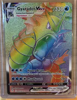 Pokemon Gyarados VMAX TCG Rainbow Secret Rare Silver Foil Card 207/203 🌈 - Image 1