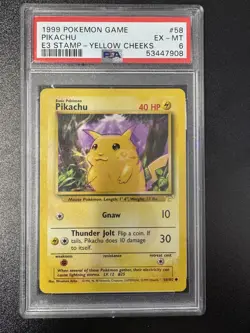 1999 Pokemon Game Pikachu #58 E3 Stamp-Yellow Cheeks PSA 6 - Image 1